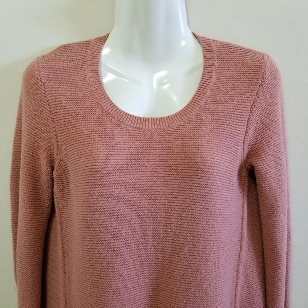 Madewell Sweater Riverside Texture Pink Supersoft Yarn Knit Elliptical Hem XS